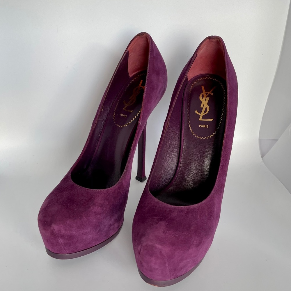 ⭐️Saint Laurent Tribtoo Purple Suede Leather Pumps